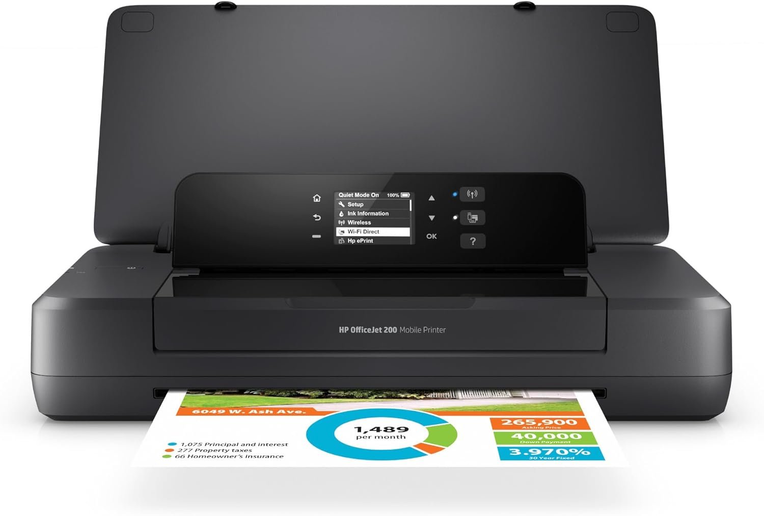 HP OfficeJet 200 Wireless Mobile Printer – Black, Battery Included (CZ993A)
