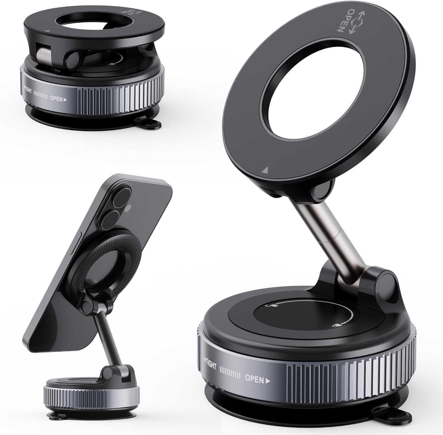 2026 Upgraded Vacuum Magnetic Car Phone Holder 360° Reinforced 96LBS Ultra Suction Cup Phone Mount for MagSafe Cell Phone Holders for Your Car/Gym/Mirror Mount for iPhone & Android