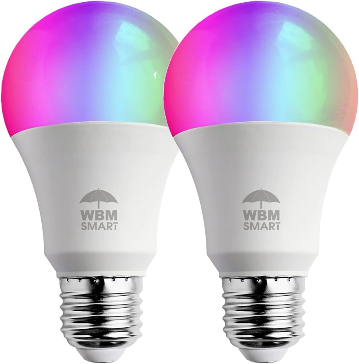 WBM SMART Color Changing LED Light Bulb, RGB Lights & Dimmable, Wi-Fi Control Multicolor Bulb, Best for Home Décor, Compatible with Alexa, Google Home & Mobile App, 2 Count