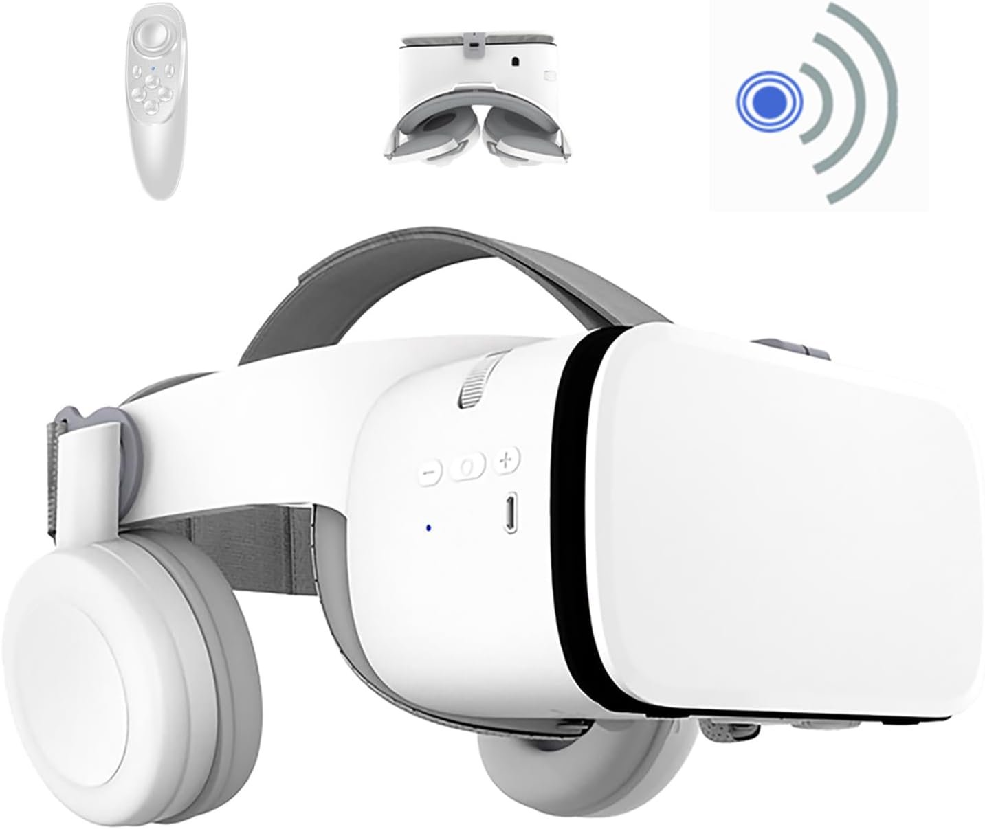 VR Headset, Wireless 3D VR Glasses Virtual Reality Goggles for 4.7-6.5″ iPhone & Android with Controller, Anti-Blue Light Virtual Reality Headset Gift for Kids & Adults for IMAX Movies & Play Games