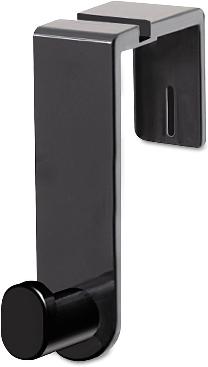Safco 4224BL Black Plastic and Steel Plate Single Coat Hook with Rounded Knob – Fits Over The Panel Door or Partition – 10 Lbs. Maximum Weight. Organize Coats,Hats,Bags and More