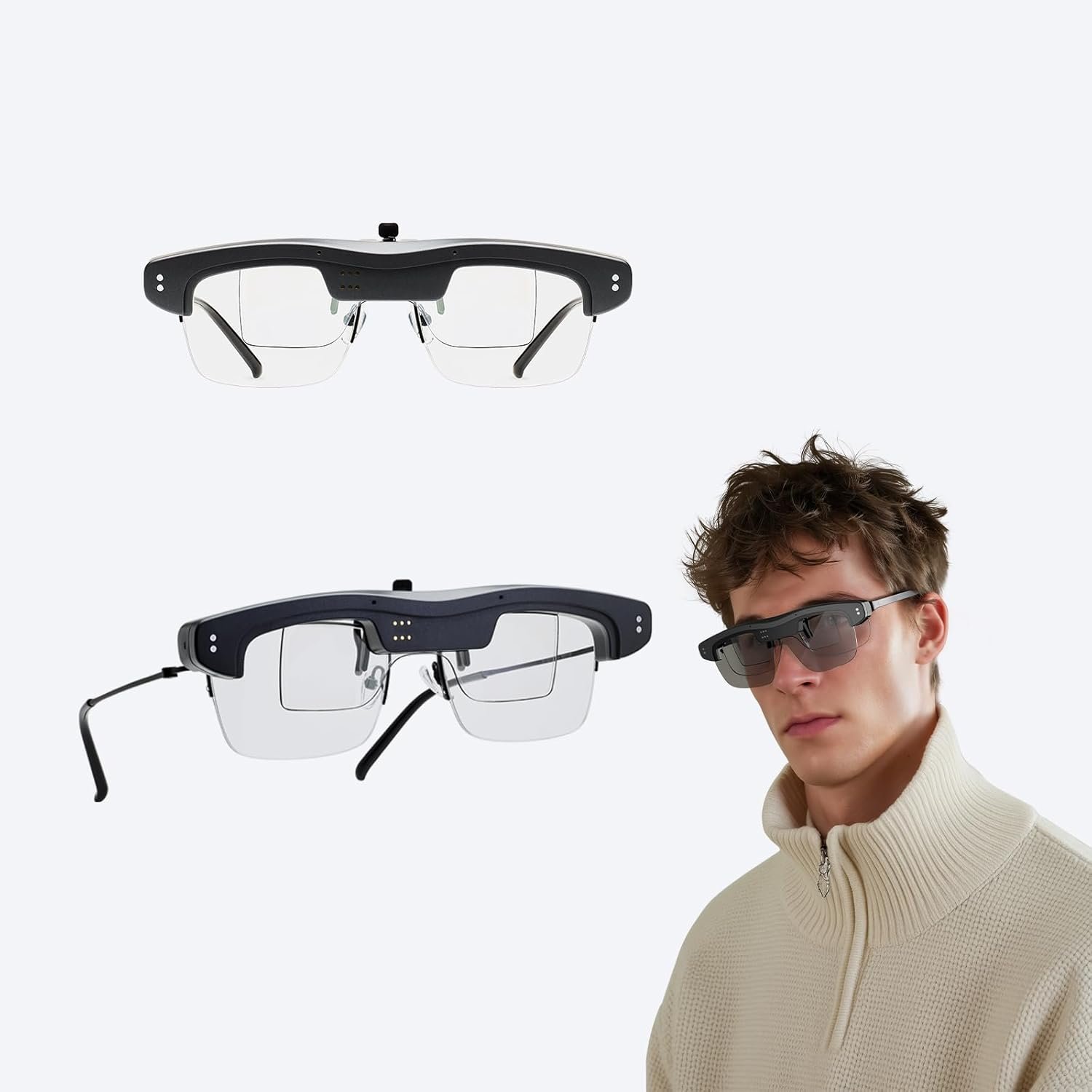 AR Smart Glasses 25.8g Ultra-Light 86” Immersive Virtual Screen Micro-LED Display Private File Casting Real-Time Translation & Care Mode for Hard-of-Hearing Compatible with iOS/Android