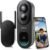 BOTSLAB Doorbell Camera Wireless, 5MP Video Doorbell, 180°Panoramic View, No Monthly Fee, 2.4 GHz WiFi, AI Motion Detection, VR Mode
